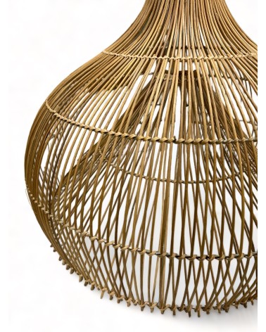 Suspension cloche rotin