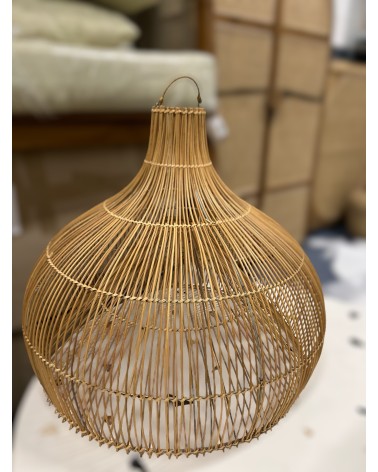 Suspension cloche rotin