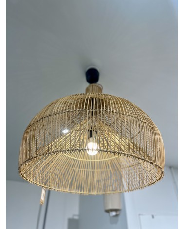 Suspension cloche rotin