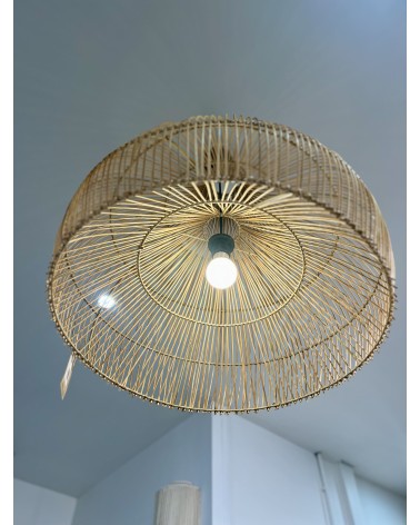 Suspension cloche rotin