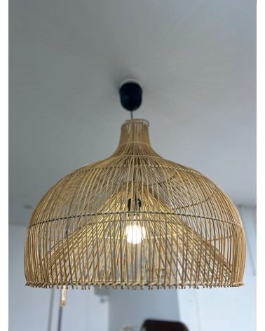 Suspension cloche rotin