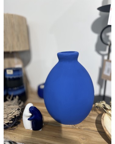 Vase en terre cuite bleu
