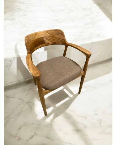 Chaise en teck assise en tissu