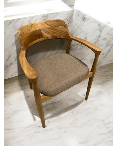 Chaise en teck assise en tissu