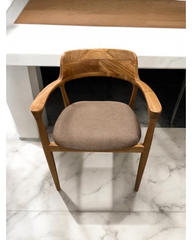Chaise en teck assise en tissu